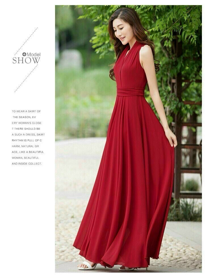 đầm maxi dài cổ v sang trọng