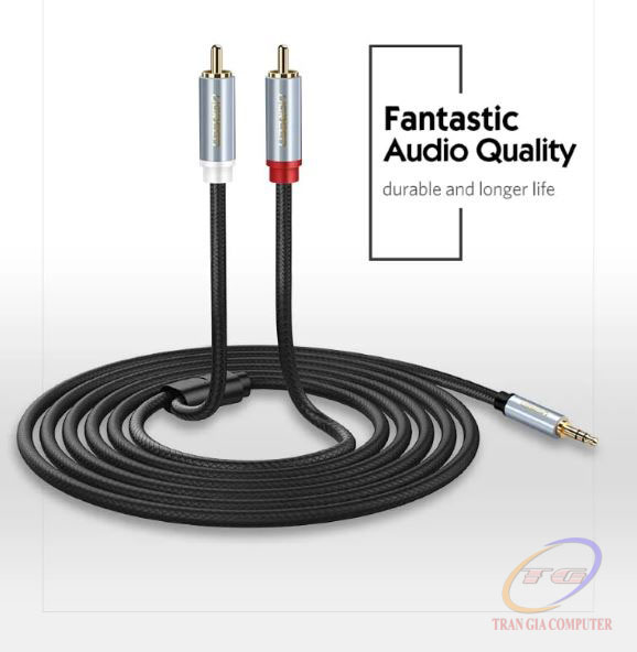 Cáp Audio 3.5mm sang 2 đầu RCA dài 2M Ugreen 40843