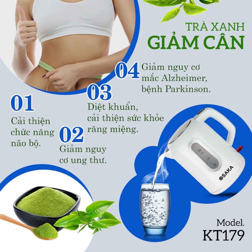 Bình đun siêu tốc 1.7 L OSAKA KT179 (Trắng)