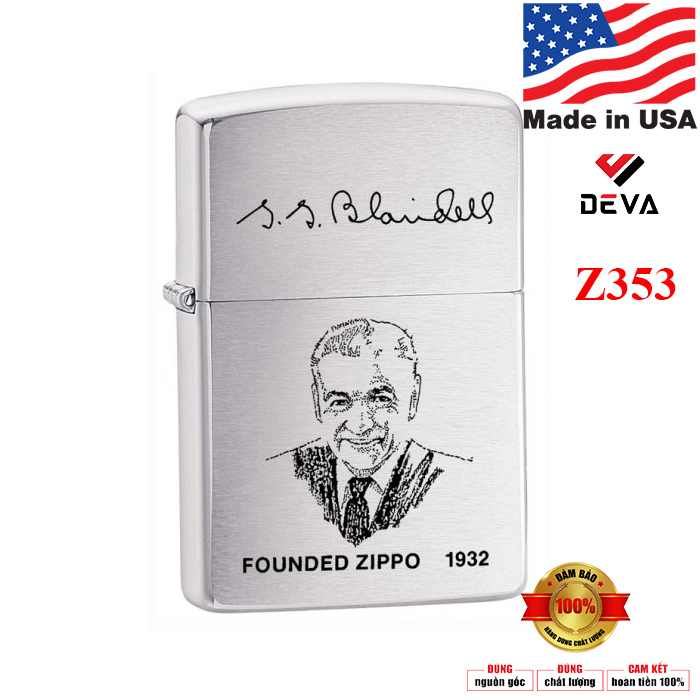 Zippo Founders lighter Brushed Chrome Z353 - Ông tổ người sáng lập ra hãng Zippo