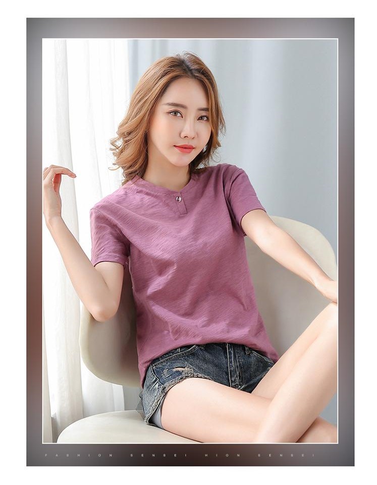 Áo kiểu nữ cổ trụ 1 nút thời trang