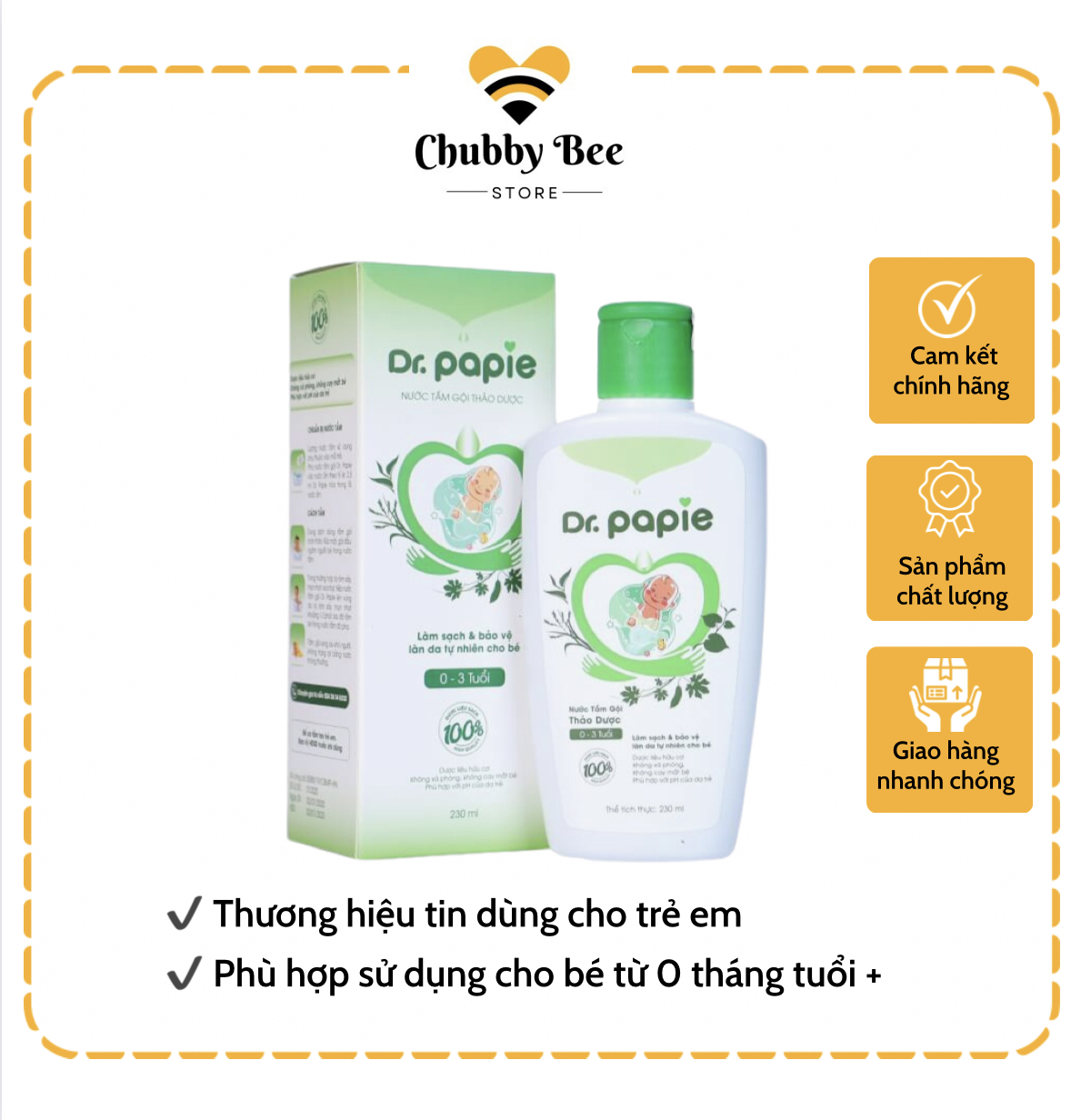 Sữa tắm thảo dược Dr Papie cho bé
