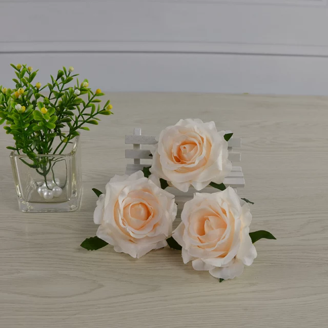 (9cm-hoa giả) Đầu bông hồng ruby trang trí,đầu bông hoa hồng lụa trang trí