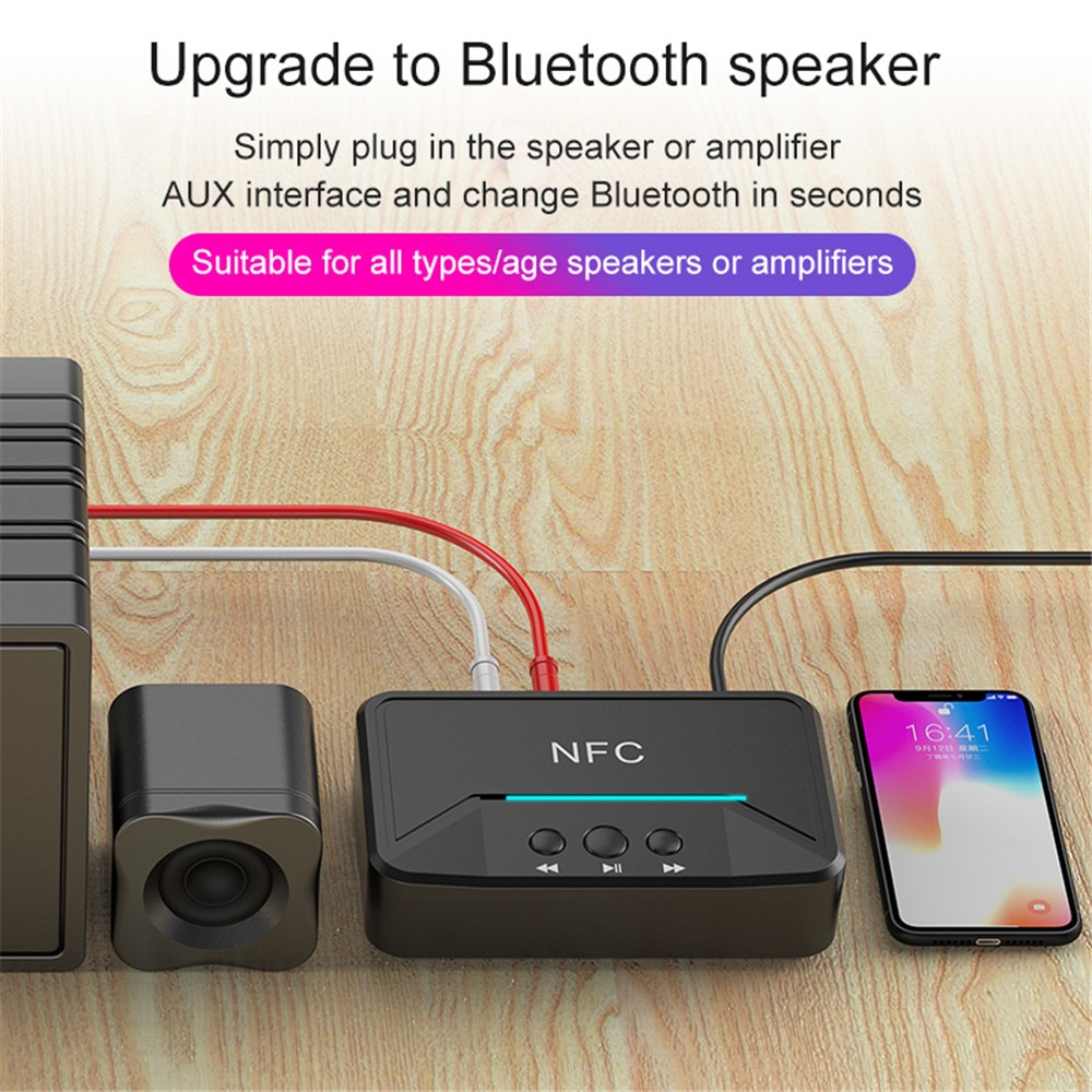 BT200 NFC Bluetooth 5.0 USB Thiết Bị Thu Nhận Âm Thanh 3.5 Mm giắc AUX RCA hệt thống âm thanh loa Hifi Cho Xe Hơi và già đình