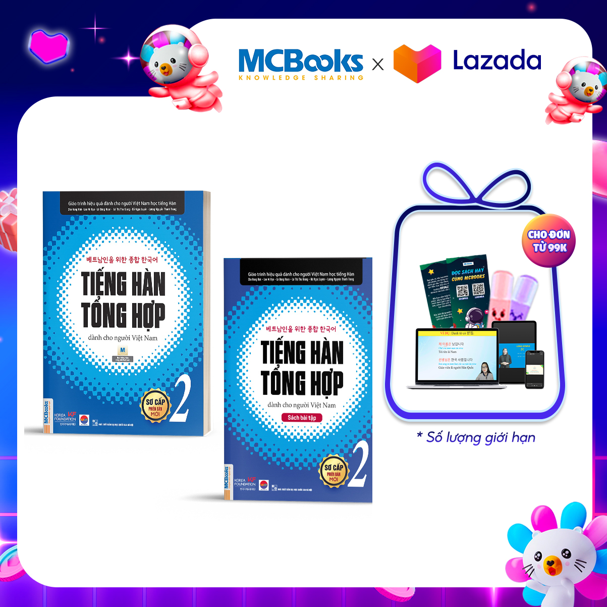 Combo Tiếng Hàn Tổng Hợp Sơ Cấp 2 Dành Cho Người Việt Nam Bản Đen Trắng - Mcbooks
