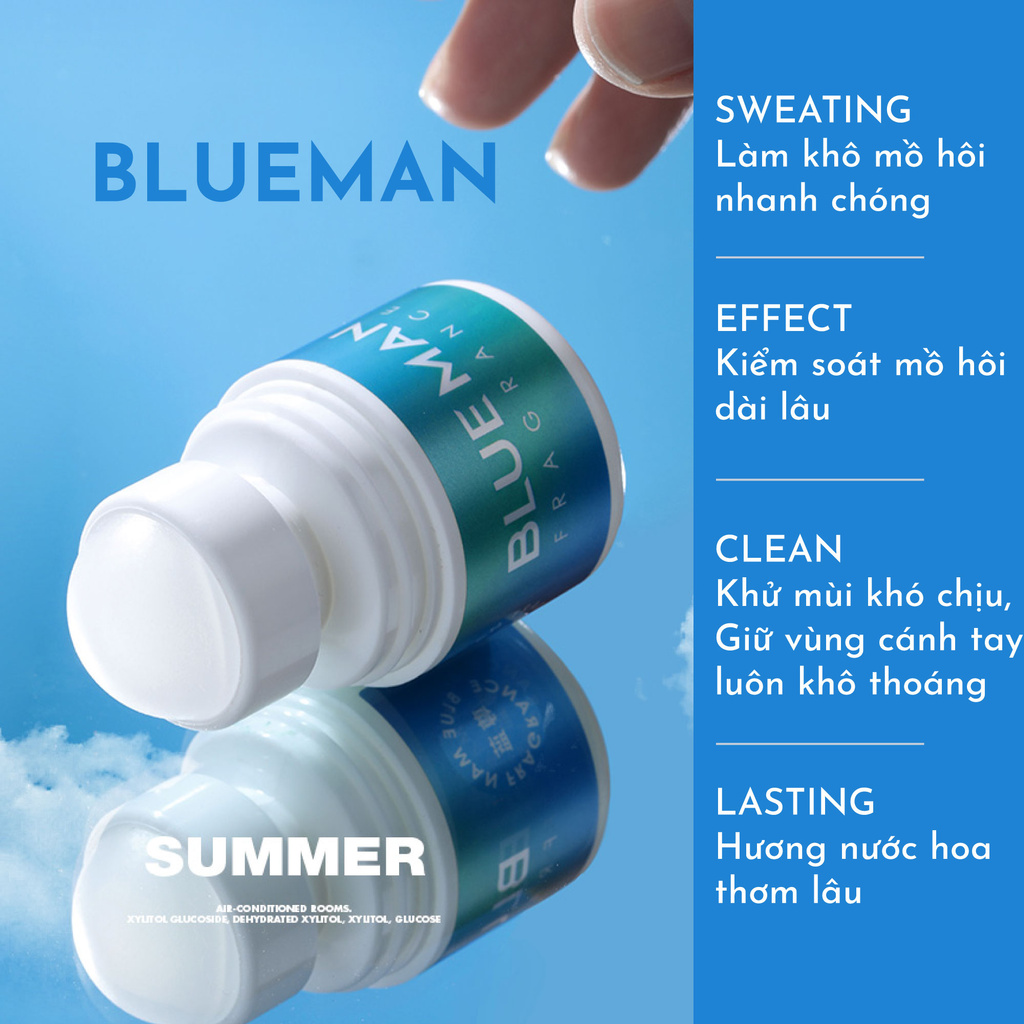 Lăn khử mùi nam blueman hương nước hoa nam tính thơm lâu đến 12h - 30ml