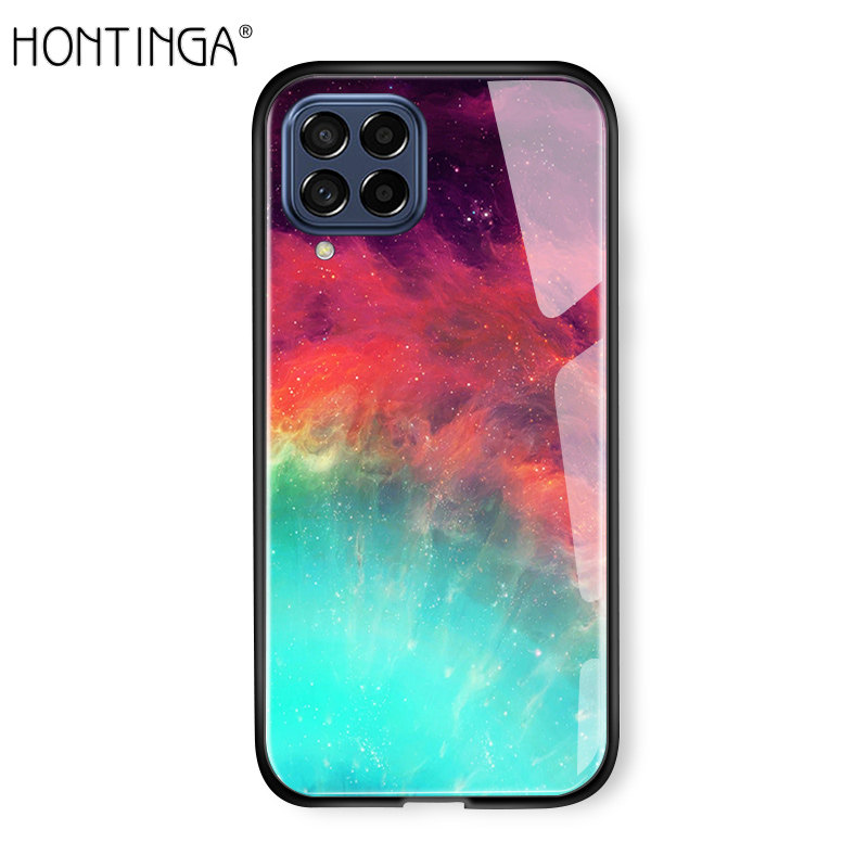 Hontinga Casing Case For Samsung Galaxy M33 M53 5G Case Aurora Galaxy Space Sky Starry Gradient Casing Case Shockproof Tempered Glass Phone Case Back Cover Casing Hard Case For Girls For Women