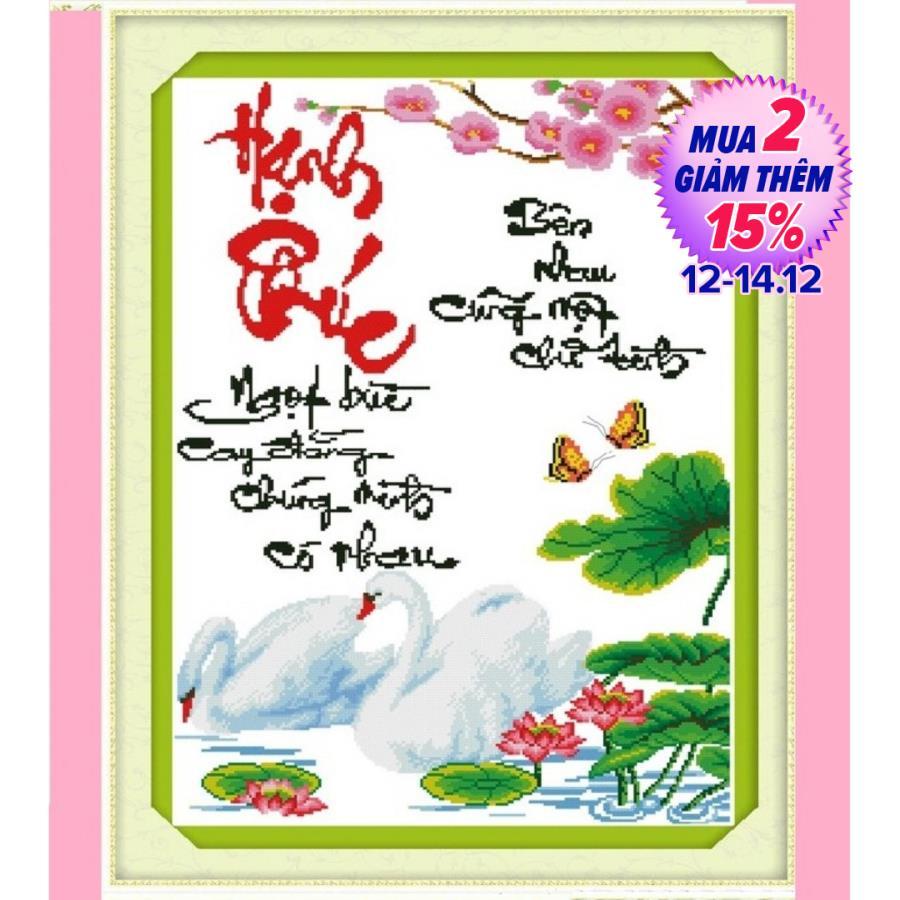 Tranh thêu chữ thập gia đình hạnh phúc