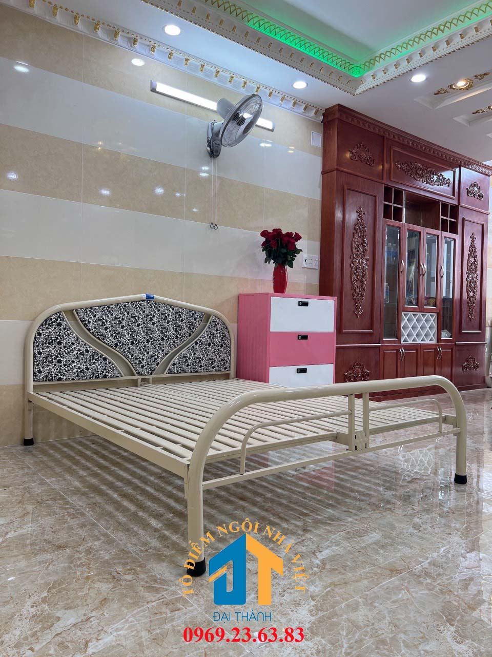 Giường  sắt ngang 1M4 dài  2M – GS04