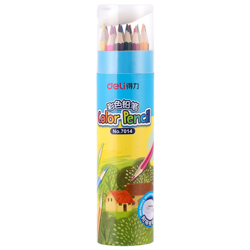 Bút chì màu deli 12 /18 /24 / 36 màu kèm gọt 7012/7013/7014/7015 dạng cốc