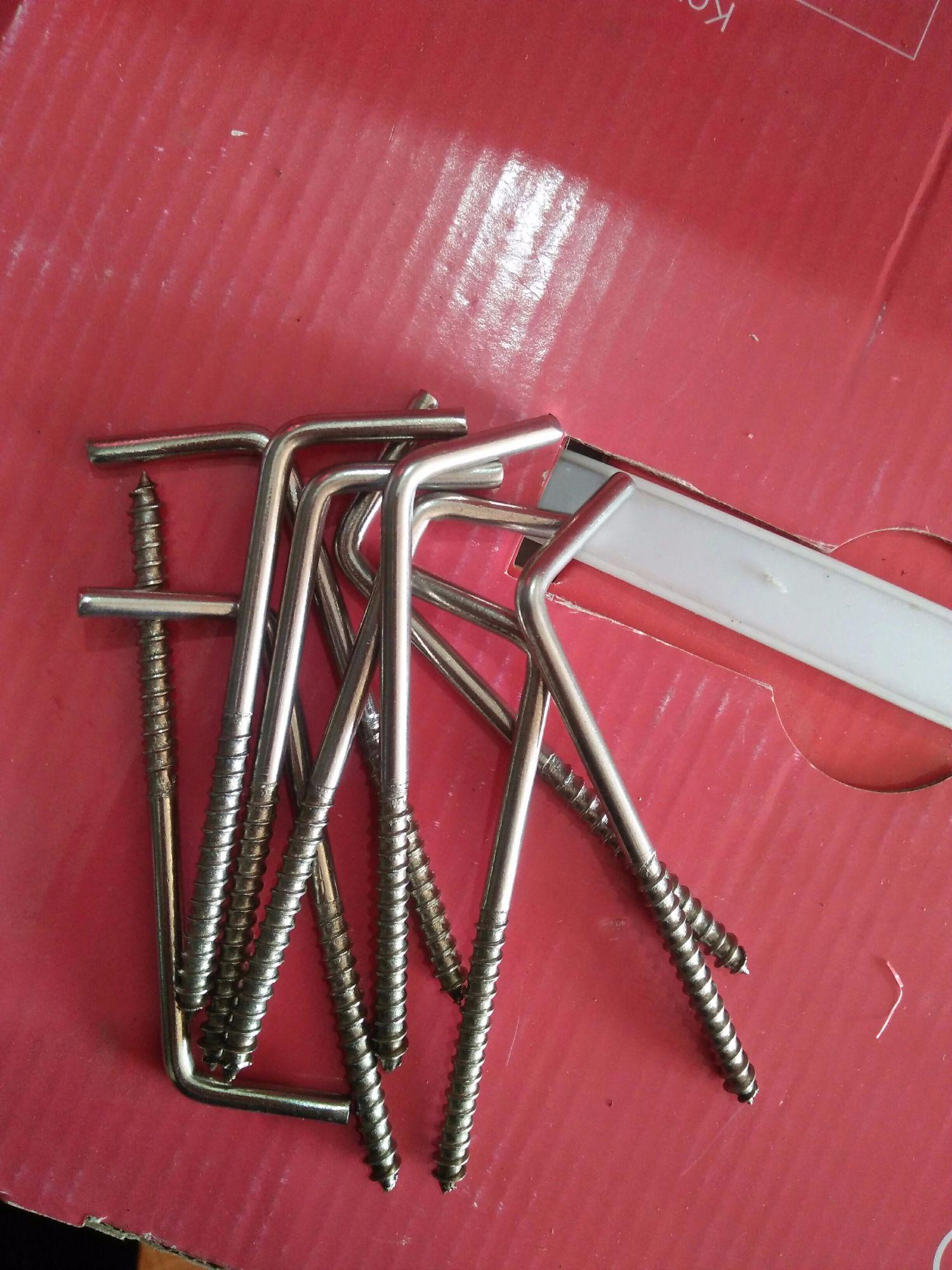 Combo 10 mắc màn (móc màn)  chữ L không gỉ 6,8,10 (đinh vít móc chữ L inox, treo đồ)