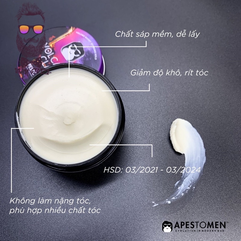Sáp Vuốt Tóc Nam VOLCANIC CLAY APESTOMEN Cao Cấp - 80gr [ Hàng Chính Hãng ]