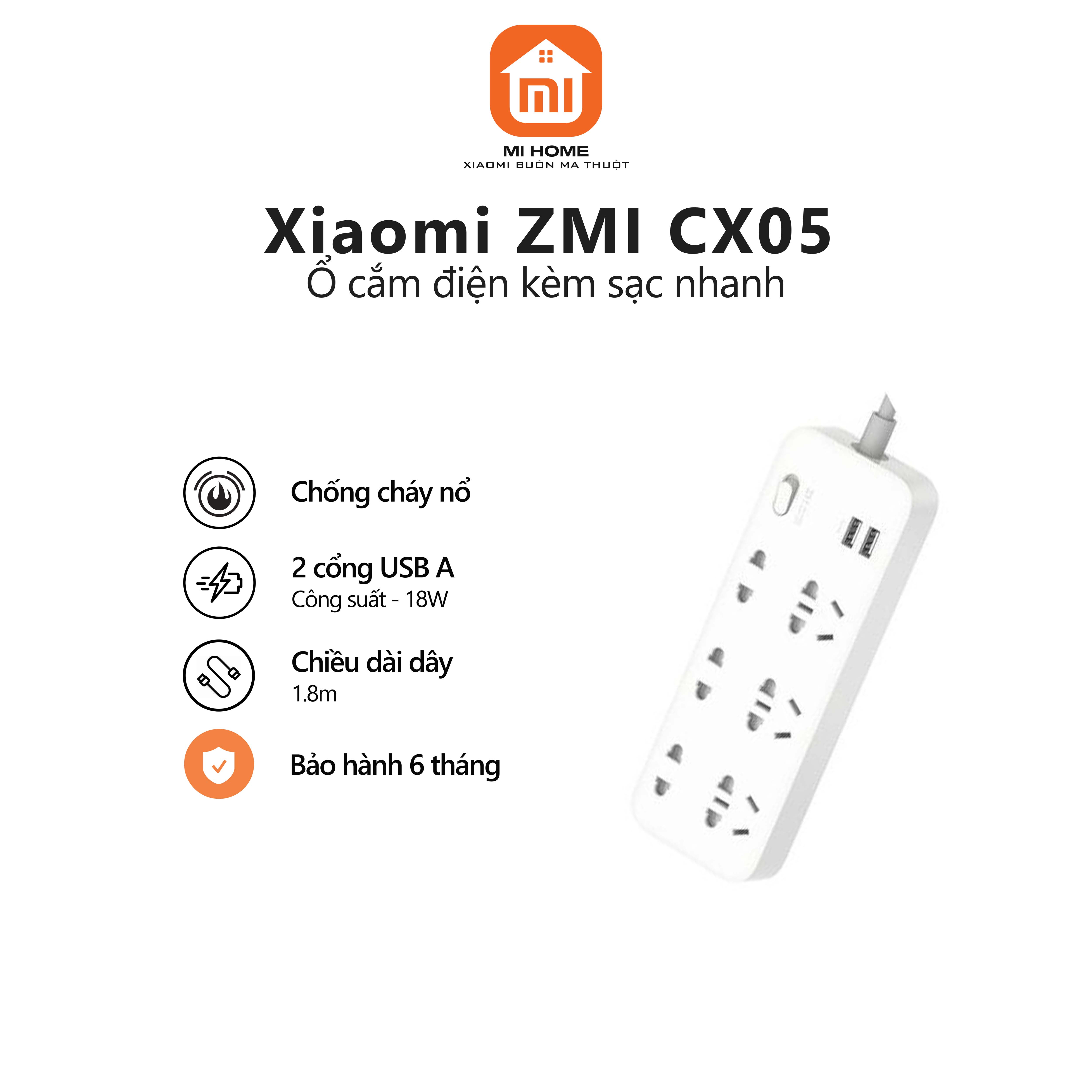 Ổ cắm điện ZMI 6 cổng 2 USB ZMI CX05