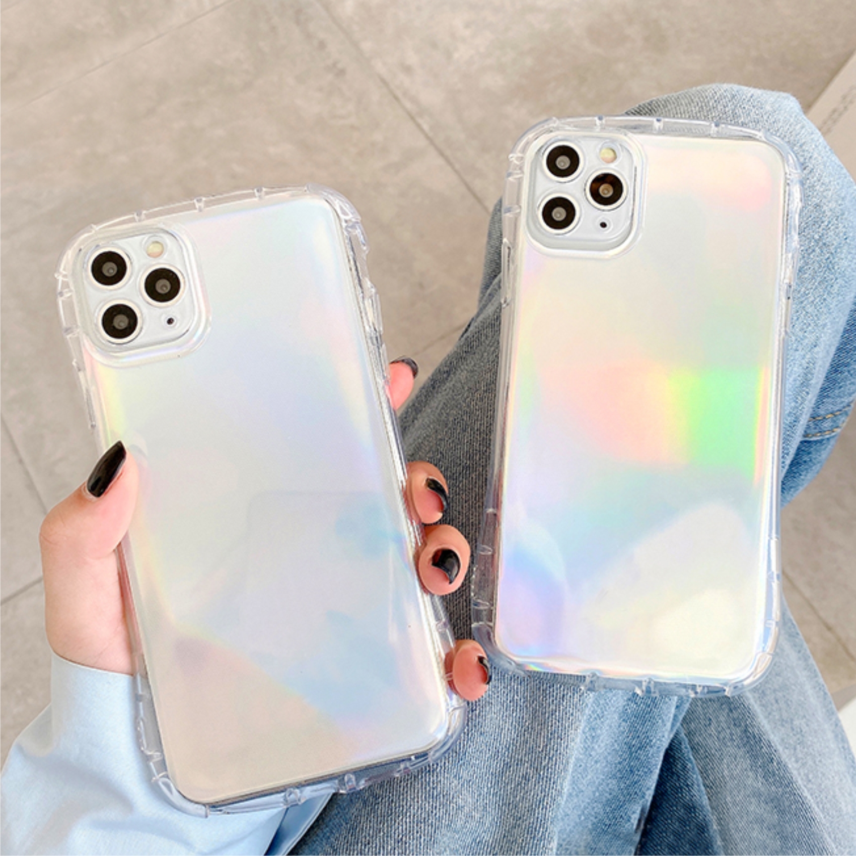 [ IPHONE ] Ốp Lưng Viền Cong Silicon Trong Suốt Chống Sock Va Đập ( Kèm Miếng Phản Quang )