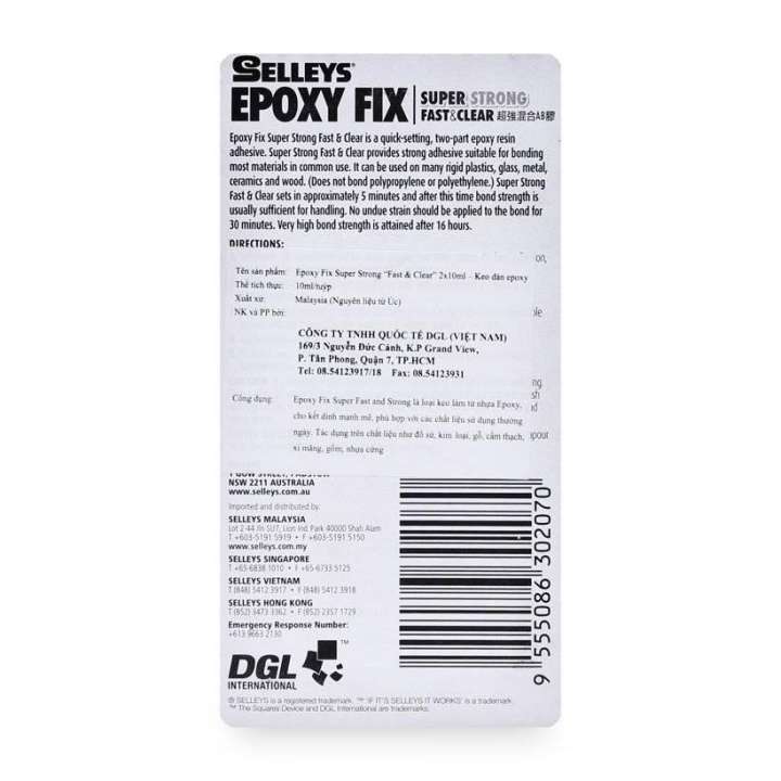 Keo Dán Đa Năng 2 thành phần Selleys Epoxy Fix 20ml