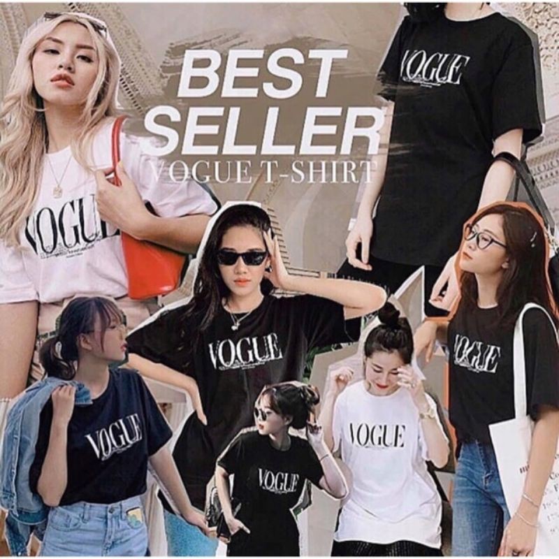 Áo thun vogue 2 màu trắng đen