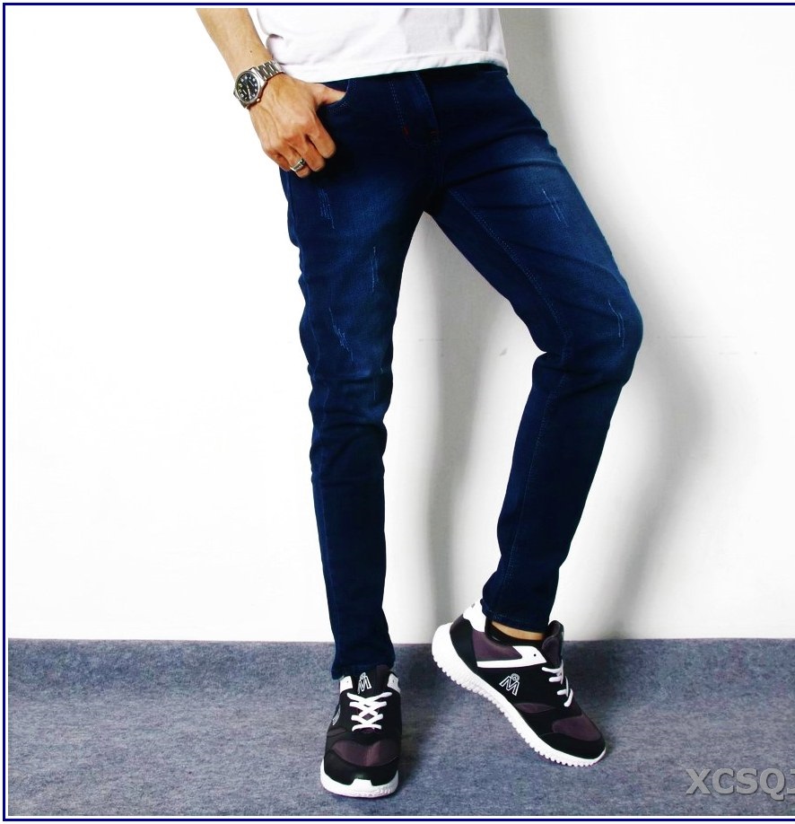 Quần jean nam cao cấp MÀU XANH ĐẬM CÀO XƯỚC không xù lông, không ra màu, chất giãn tốt v2-61