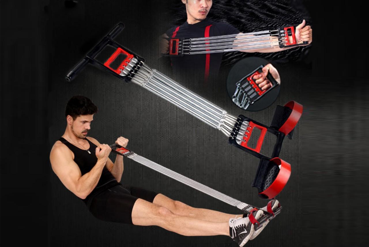 Dây kéo tập thể thao đa năng 5 lò xo cho nam và nữ (có thể điều chỉnh số dây lò xo) cho cơ thể săn chắc, gọn gàng, Cáp lò xo 5 trong 1 cao cấp tập bụng, eo, tay, vai cho người lớn từ 15 tuổi trở lên