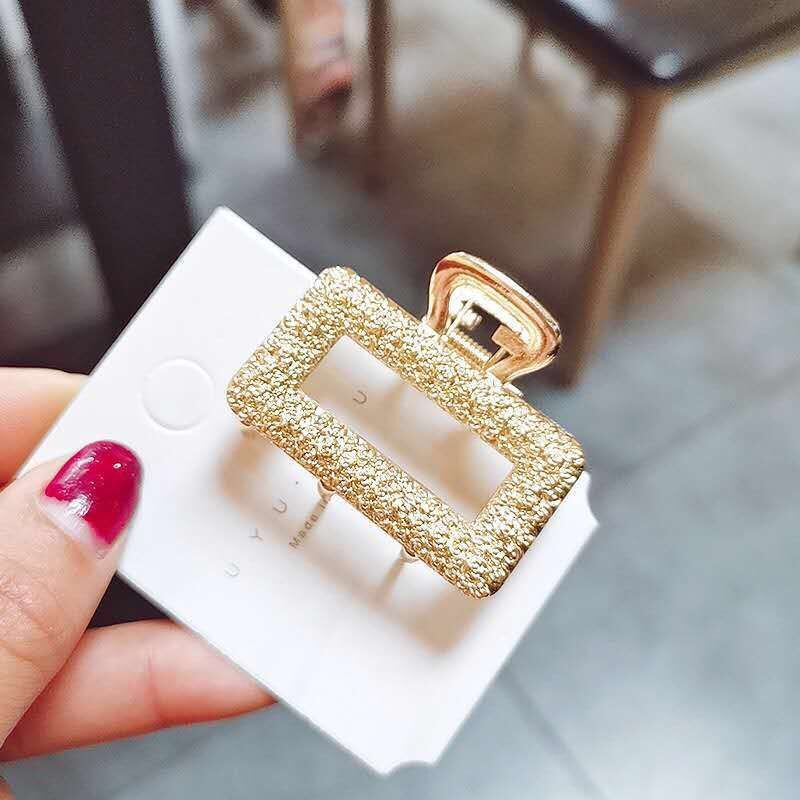 Set 5 kẹp tóc đá màu vàng đính hạt