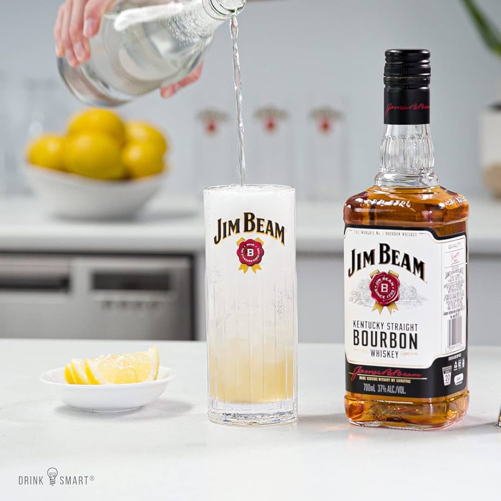 Jim Beam White Kentucky Bourbon Whiskey mua chai 1L TẶNG 1 LY