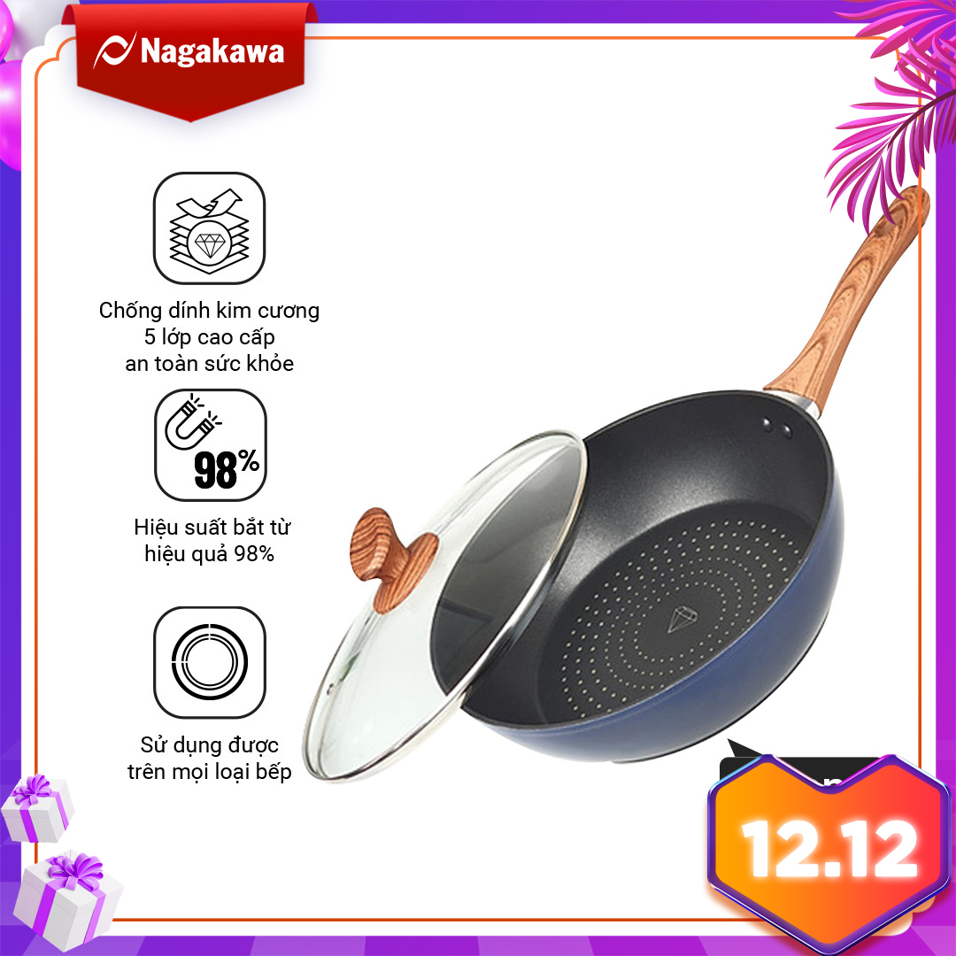 BÁO GIÁ BẾP ÂM TỪ ĐÔI NAGAKAWA NAG1201 (73 CM) - HÀNG CHÍNH HÃNG | Shopee Lazada Sendo Tiki mới nhất 22 Chảo Xào Kim Cương Đáy Từ Vung Kính Nagakawa NAG2853 (28cm) - sâu lòng, vung kính chịu nhiệt cao, dùng được cho mọi loại bếp - Hàng Chính Hãng