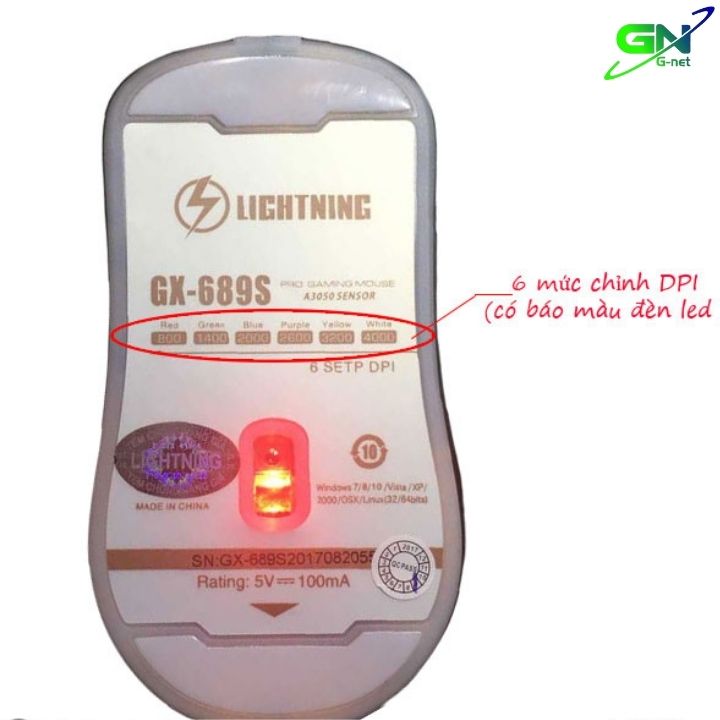 Chuột game có dây Lightning GX689S 4000DPI