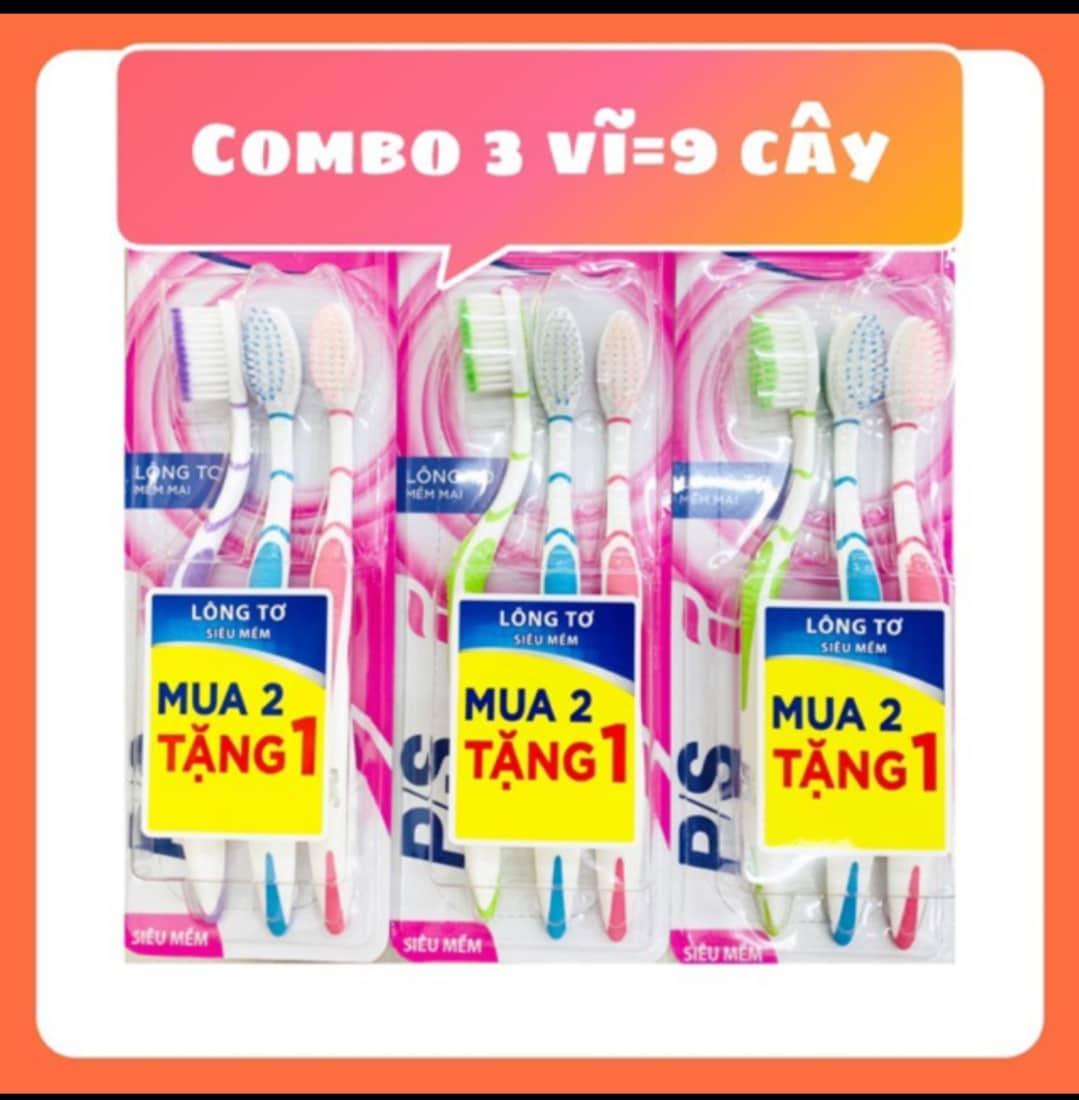 [HCM]combo 3 vỉ bàn chải P/S lông tơ gồm 9 cây