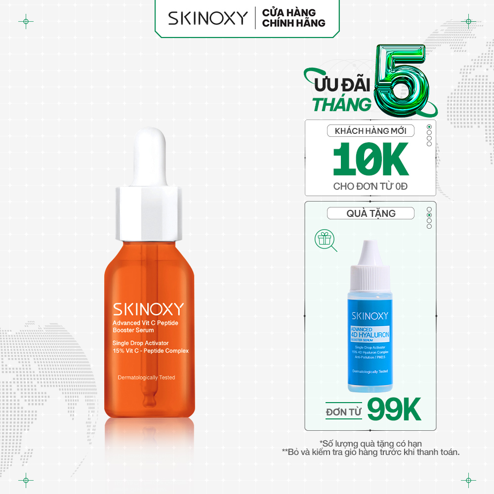 Skinoxy Advanced Vit C Peptide Booster Serum – 9Ml (Tinh Chất Dưỡng Da Sáng Da Và Mờ Thâm Skinoxy -9Ml)
