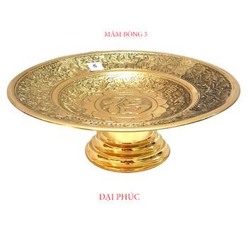 Mâm bồng chữ  Phúc đường kính 37 cm màu vàng bóng