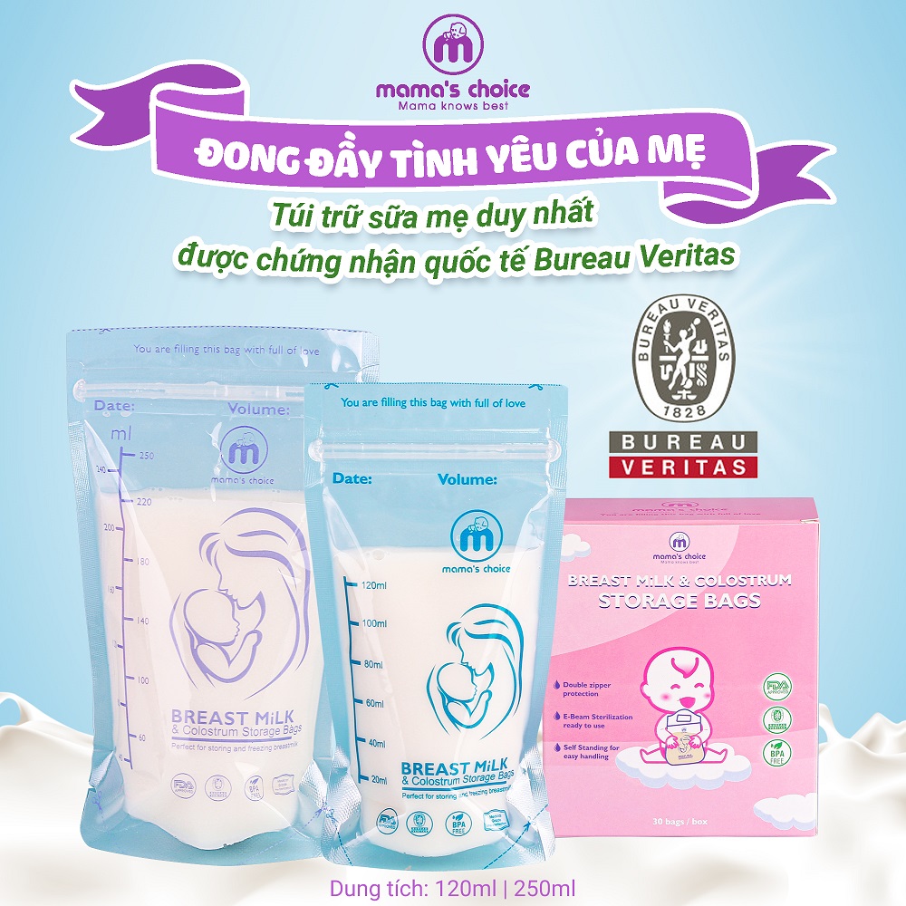 Túi Trữ Sữa Mama s Choice, Túi Đựng Sữa Mẹ Loại 250ml và 120ml