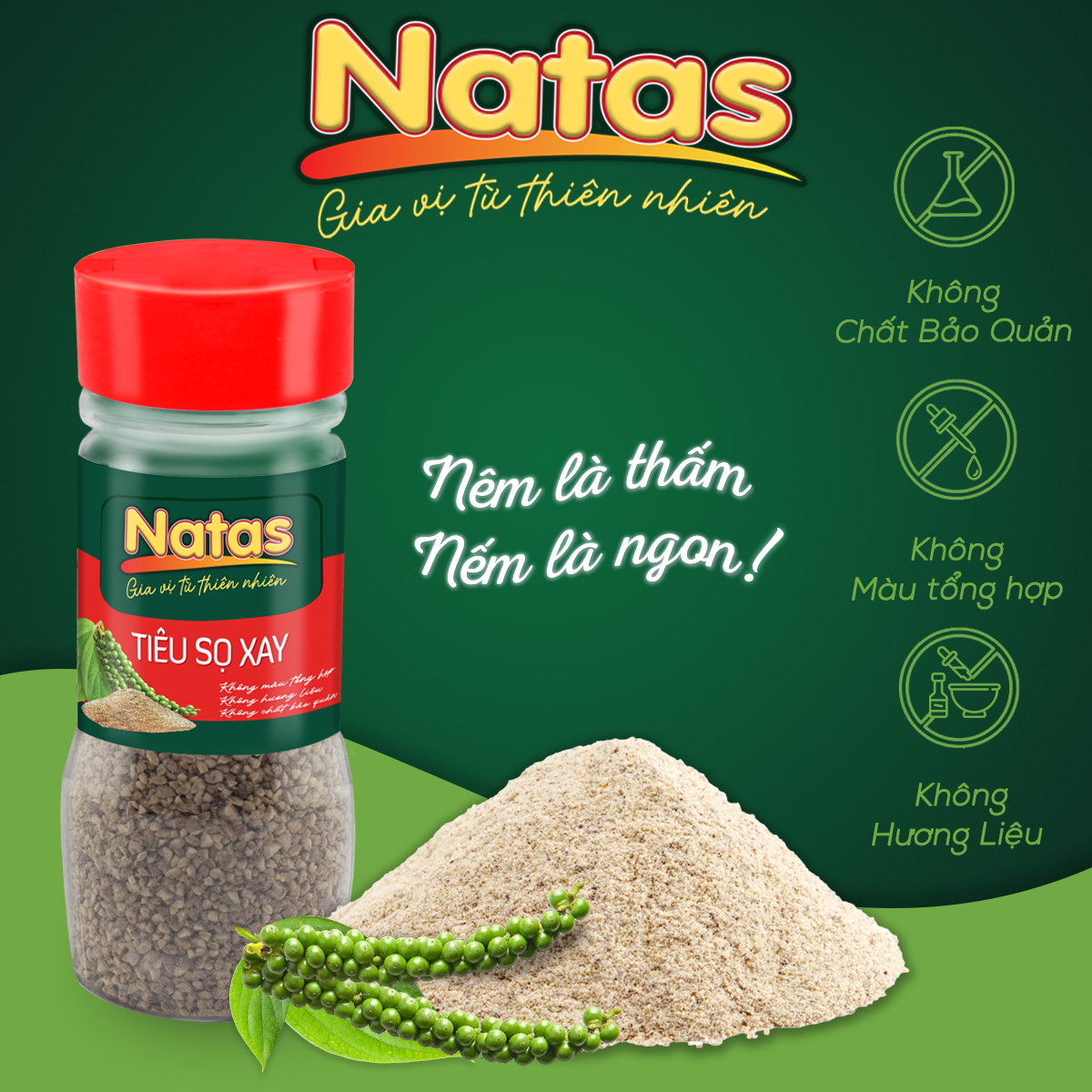 TIÊU SỌ XAY NATAS gia vị tiện dụng (hũ 55g)