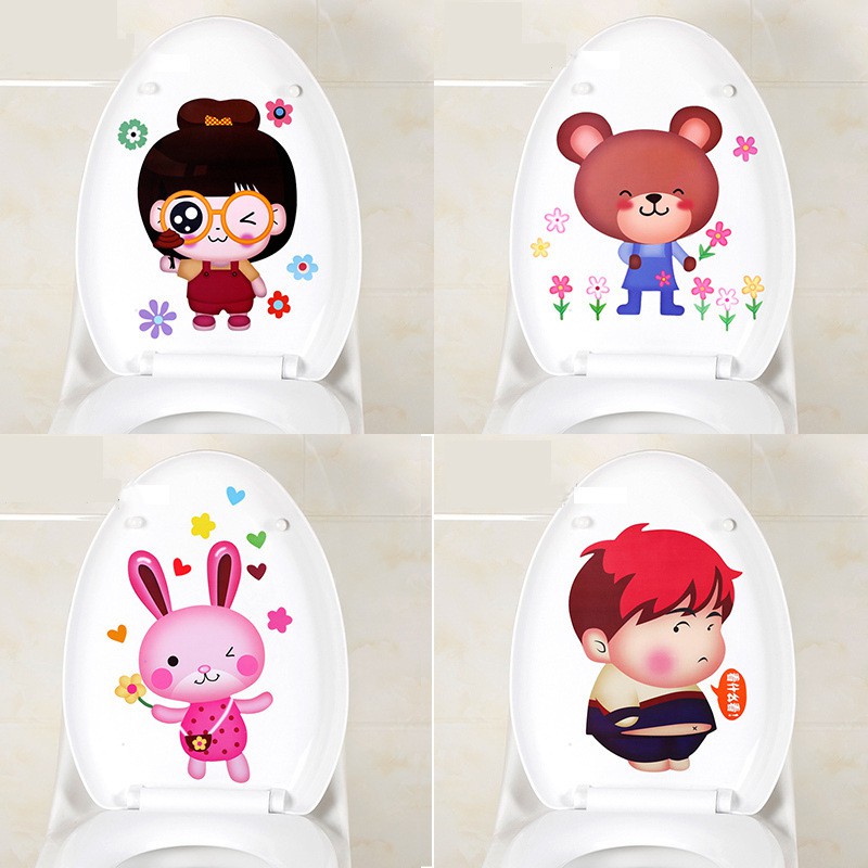 Set 5 Sticker Miếng Dán Bồn Cầu Nhà Vệ Sinh Dán Tường Ngộ Nghĩnh Đáng yêu