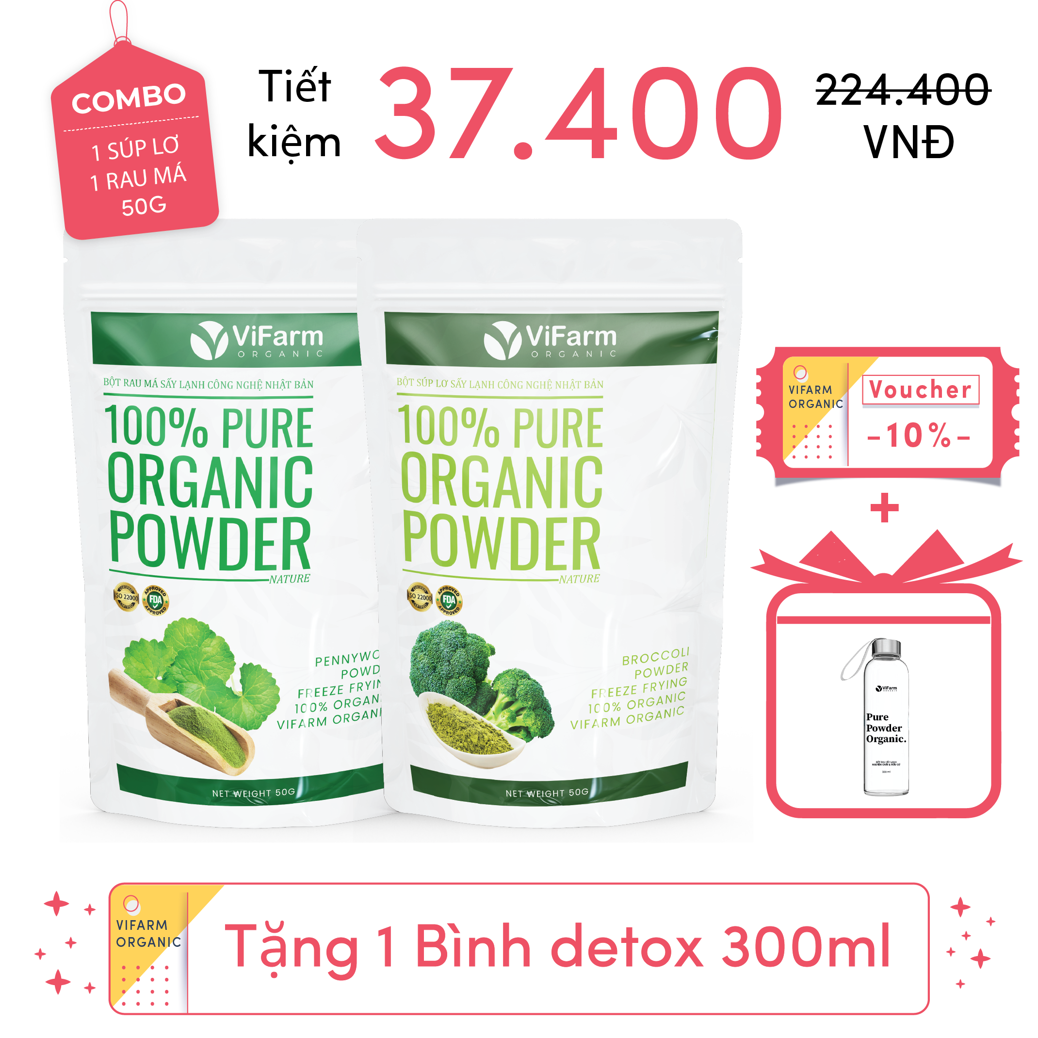 Bột Súp Lơ (Bông Cải Xanh) Nguyên Chất ViFarm 50g