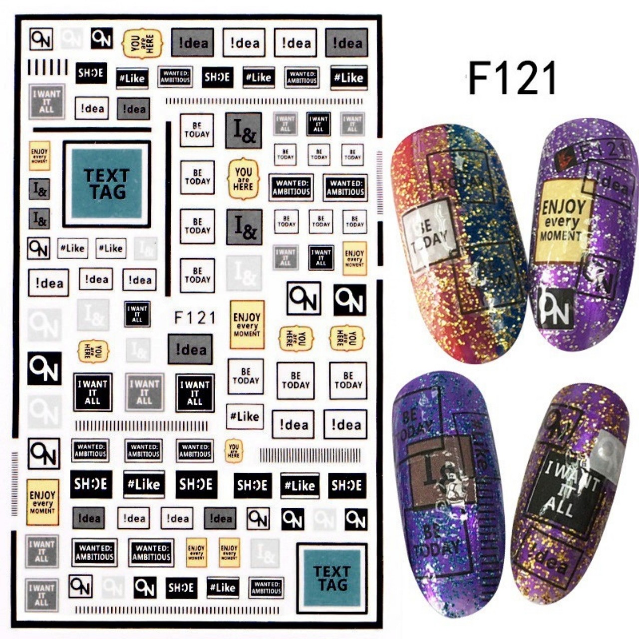 Sticker 3D chữ - Hình dán 3D trang trí móng BYH049