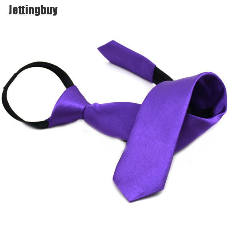 Jettingbuy Lazy Necktie Boys Students Solid Casual Wedding Slim Zip Up Neck Tie New