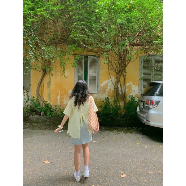[CÓ SẴN] CHECKERED BAG. TÚI CARO LEN MÓC SIZE M