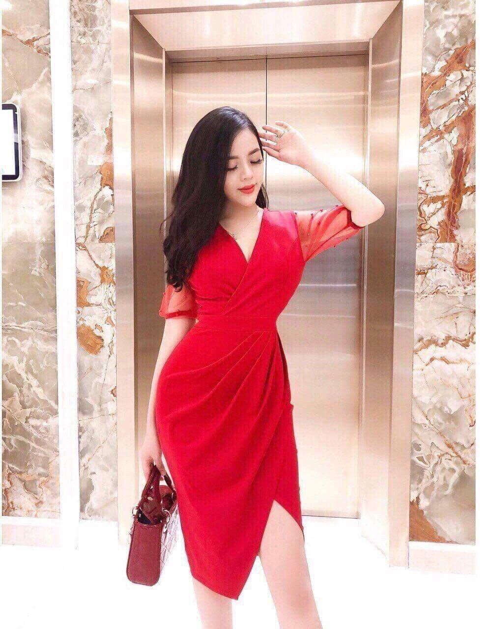 [HCM]Đầm Dự Tiệc Tay Lưới Đính Cườm
