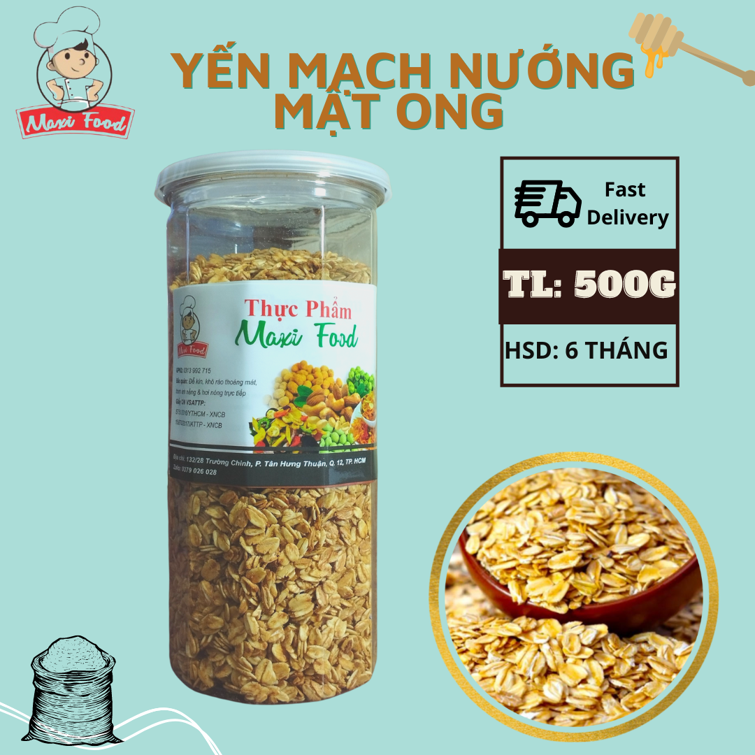 500g yến mạch nướng mật ong maxifood