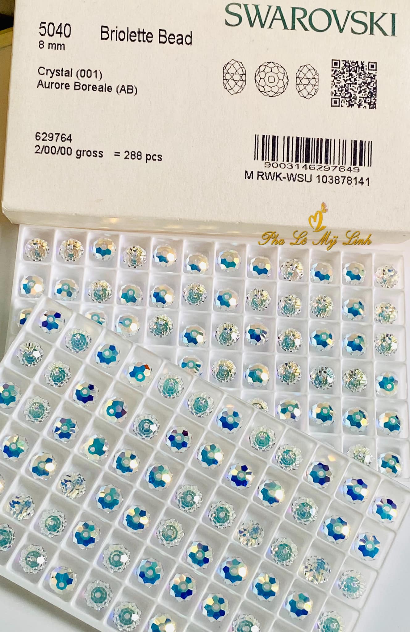 5 viên pha lê Swarovski 8mm kiểu bánh cam