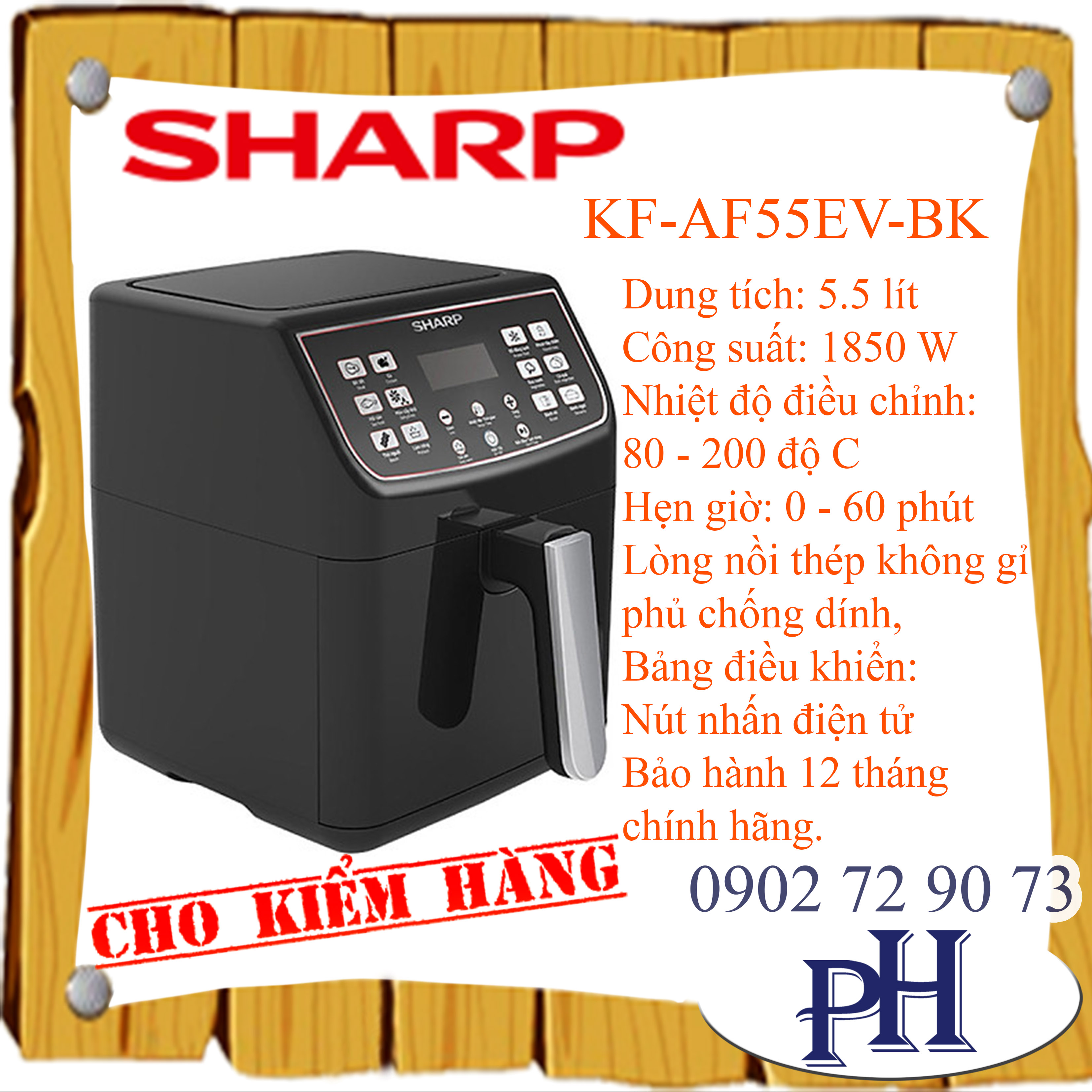 [HCM]Nồi chiên không dầu Sharp KF-AF55EV-BK