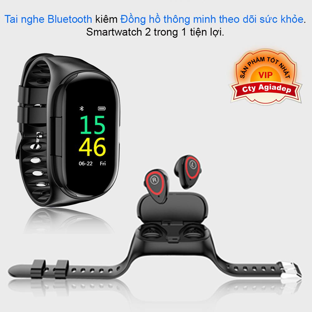 Tai nghe Bluetooth kiêm Đồng hồ thông minh theo dõi sức khỏe Smartwatch 2 trong 1 tiện lợi - AM1