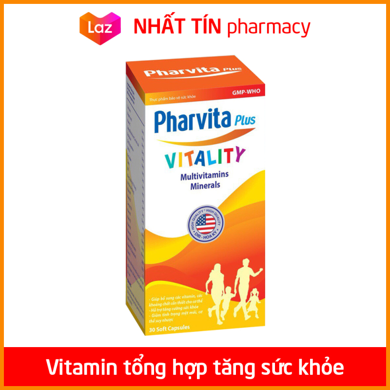 Viên uống vitamin tổng hợp Pharvita Plus bồi bổ cơ thể, tăng cường sức đề kháng, giảm mệt mỏi suy nhược - Chai 30 viên - NHẤT TÍN PHARMACY cao cấp