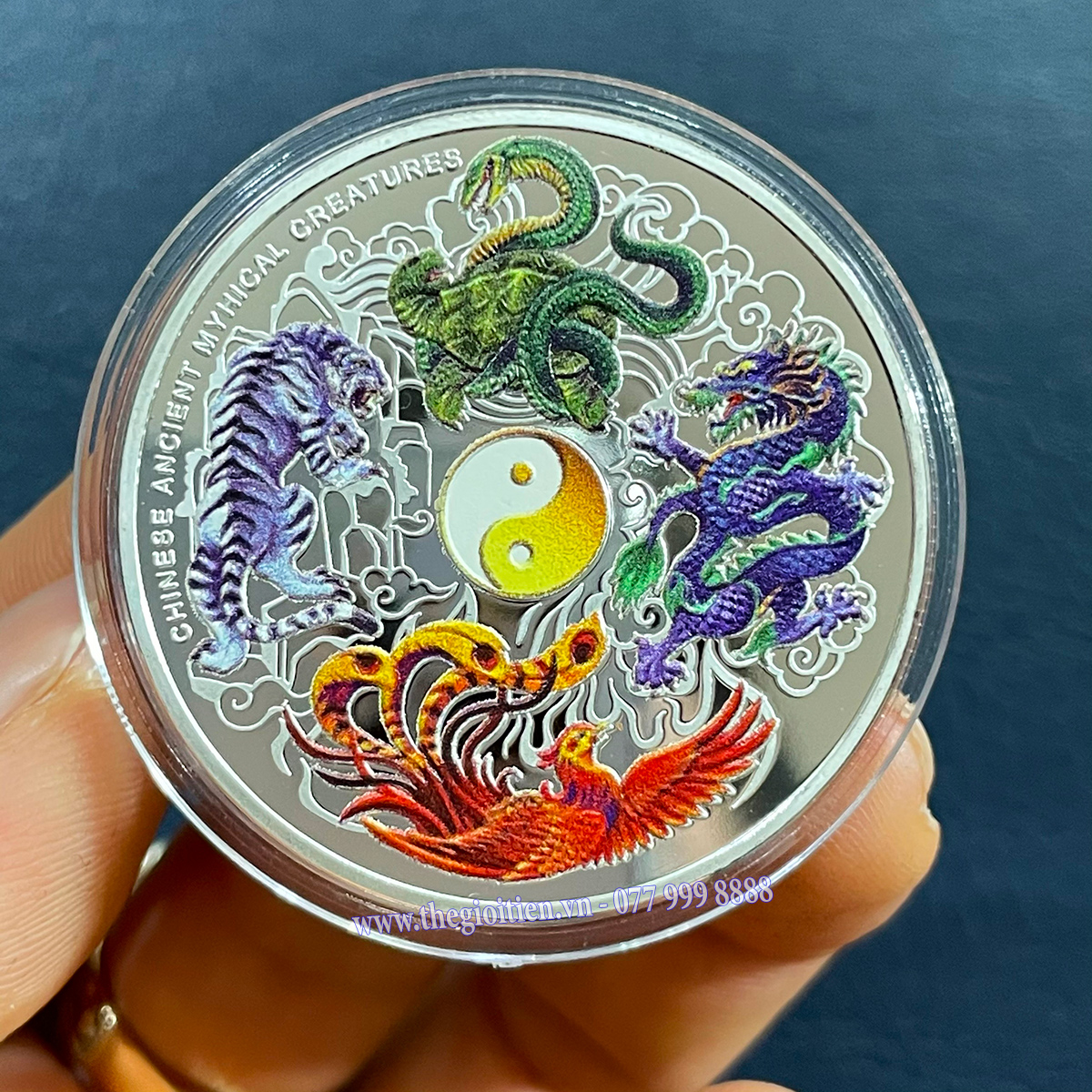 Đồng xu tứ linh long lân quy phụng