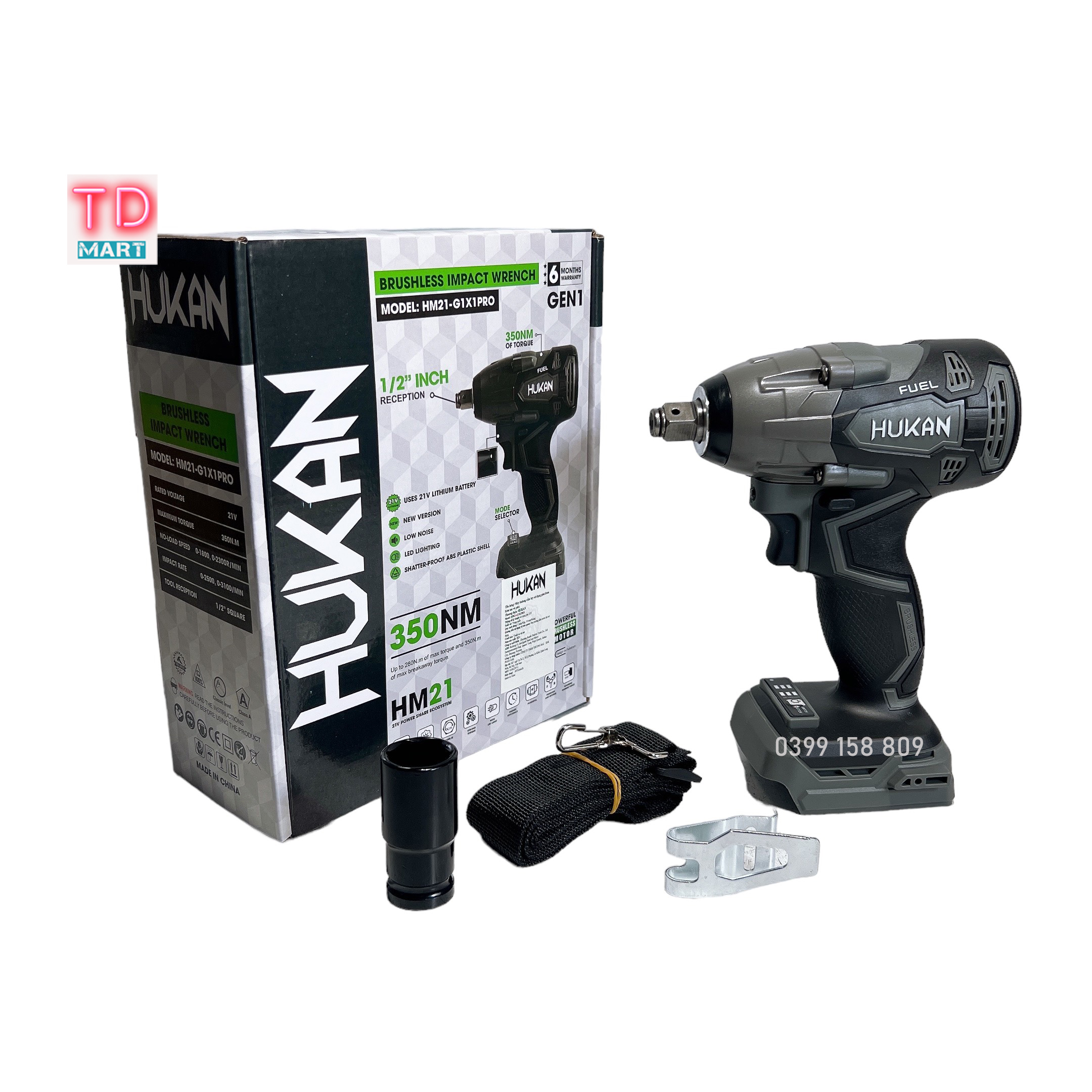 Máy siết bulong hukan x1pro lực siết 350n.m động cơ không chổi than