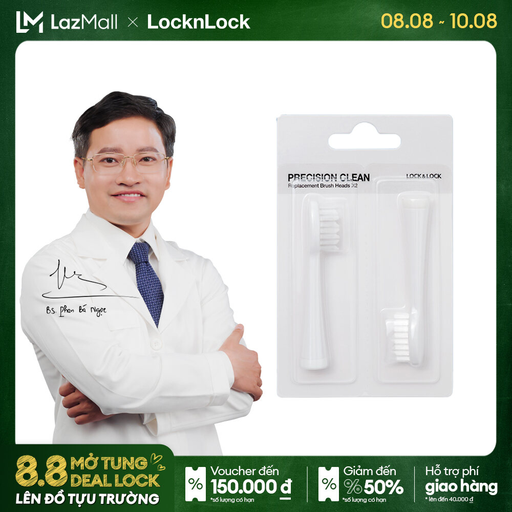 Bộ 2 cái đầu bàn chải điện thay thế Lock&Lock Portable Electric toothbrush
