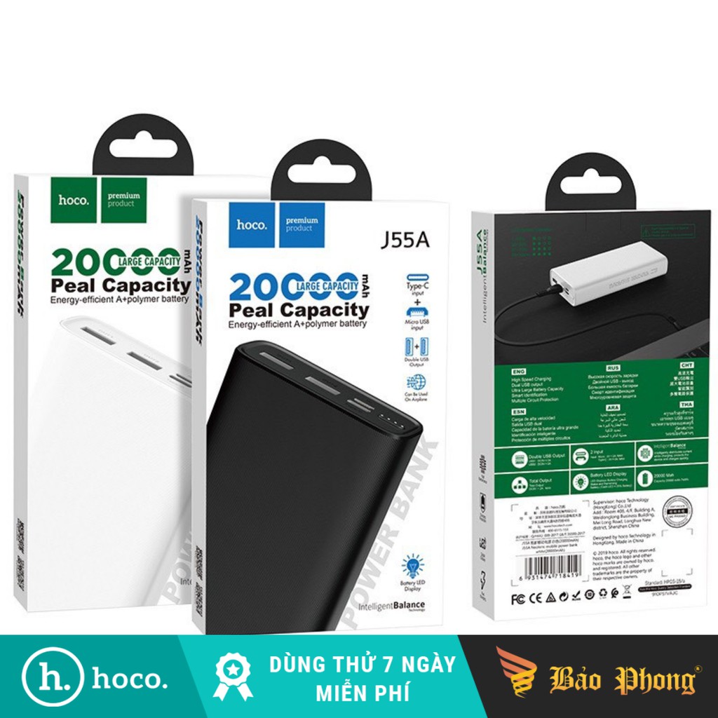 Pin dự phòng HOCO J55A dung lượng 20.000mAh