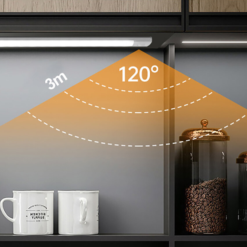 【Ready Stock】Vimite LED Motion Sensor Night Light 3 Color Lamp Wireless USB Charging Cabinet Lights For Bedroom Wardrobe Living Room