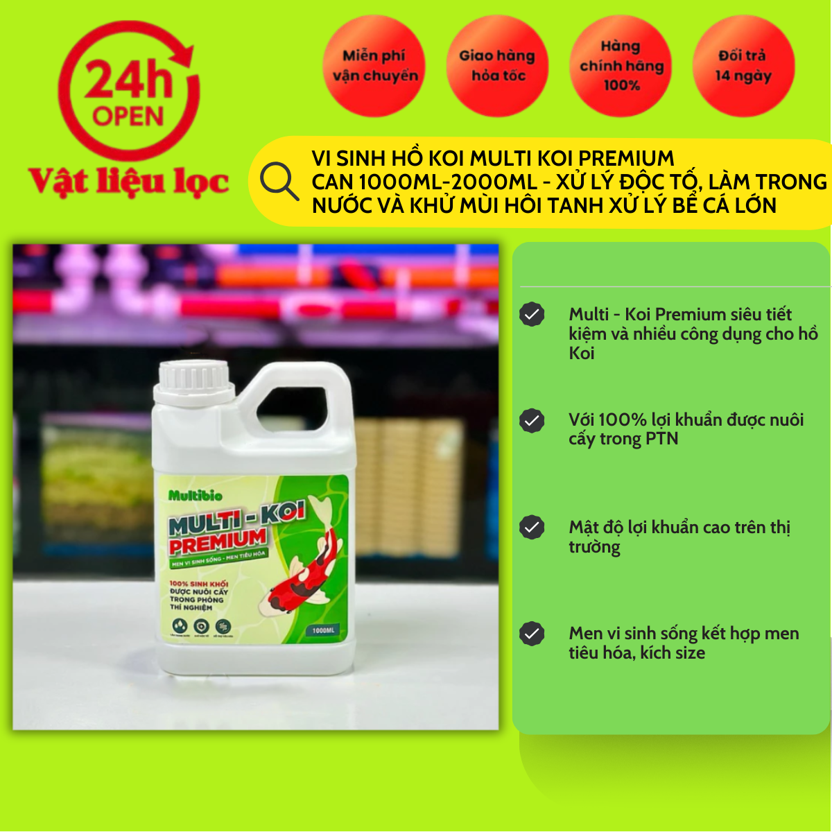 Men Vi sinh dành cho hồ koi bể cá Koi Multi Koi Premium
