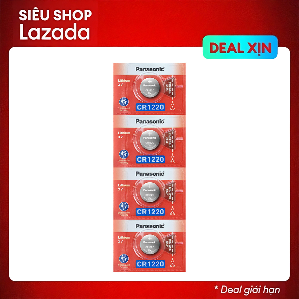 4 Pin Panasonic CR1220 Lithium 3V dùng cho điện thoại remote đồng hồ nhiệt kế v.v…