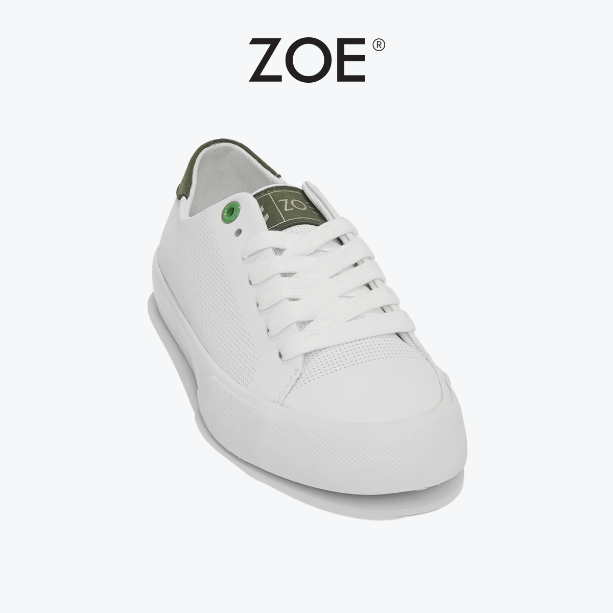 Giày Canvas Trắng Matcha ZOE (Giày Thể Thao Trắng MF Xanh - SK012) | Zoe Official